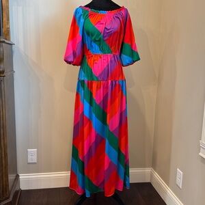 Skies Are Blue Colorful Balloon Sleeve Maxi Dress sz S